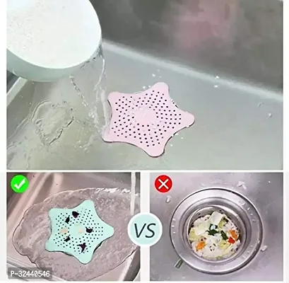 Star Shape Sink Filter Silicone Star Shaped Sink Filter Bathroom Hair Catcher, Drain Strainers Cover Trap For Basin Pack Of 2-thumb3