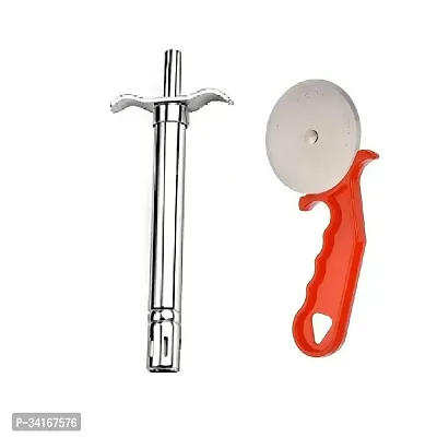 Stainless Steel Gas Lighter With Stainless Steel Pizza Cutter And Plastic Handle 2 Pcs-thumb4