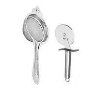 Stainless Steel Tea Strainer With Stainless Steel Pizza Cutter Pack of 2-thumb3