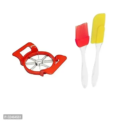 Useful Metal Apple Cutter With Silicone Mini Spatula And Brush Set- 3 Pieces-thumb2