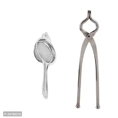 Useful Stainless Steel Tea Strainer With Pincer-2 Pieces-thumb4