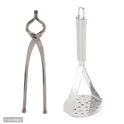 Useful Stainless Steel Pincer And Potato Pav Bhaji Big Masher- 2 Pieces-thumb4