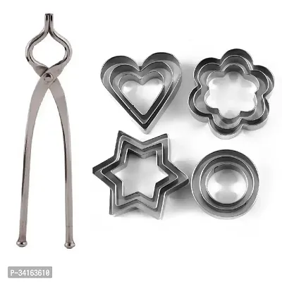 Stainless Steel Sansi Pakkad Pinser And Stainless Steel Cookie Cutter With 4 Shape 3 Sizes Heart Round Star And Flower 12 Pieces-thumb3