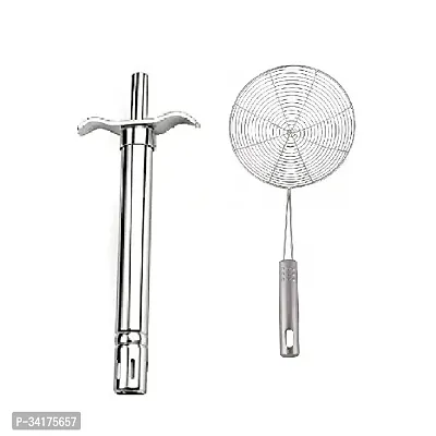 Useful Stainless Steel Gas Lighter And Stainless Steel Deep Fry Strainer- 2 Pieces-thumb4