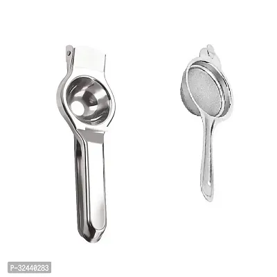 Stainless Steel Lemon Squeezer With Stainless Steel Tea Strainer 2 Pcs-thumb0