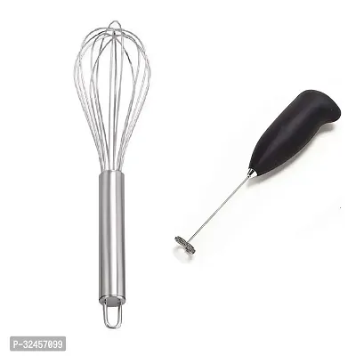 Stainless Steel Egg Beater And Electric Coffee Beater Foam Maker Milk Frother 2 Pcs-thumb2