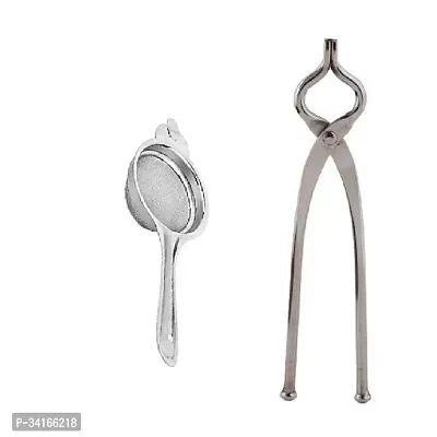 Useful Stainless Steel Tea Strainer With Pincer-2 Pieces-thumb0