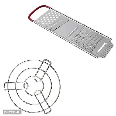 Stainless Steel Kitchen Cooking Pot Steaming Tray Round Cooker Steamer Stand And Multi Chippser Red Handle Pack Of 2-thumb0