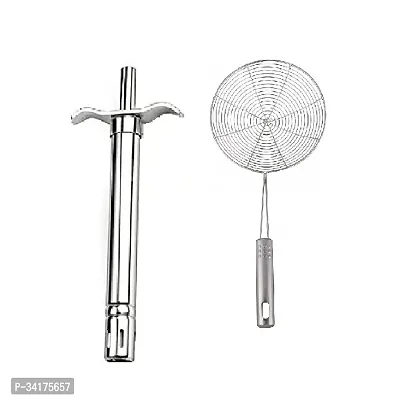 Useful Stainless Steel Gas Lighter And Stainless Steel Deep Fry Strainer- 2 Pieces-thumb3