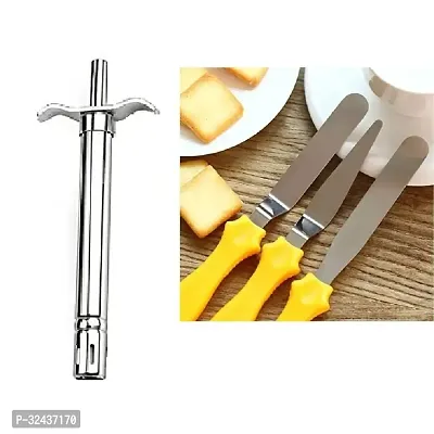 Stainless Steel Gas Lighter And 3 Pcs Baking Knife Set For Icing Frosting Spatula Cake Knives 2 Pcs-thumb2