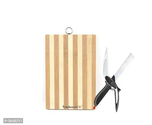 Premium Bamboo Chopping Board Cutting Board With Clever Cutter -Combo Of 2