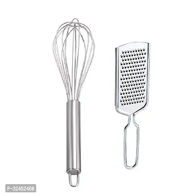 Stainless Steel Egg Beater With Stainless Steel Cheese Grater Pack Of 2