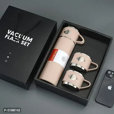 Stainless Steel Thermal Bottle Water Flask Gift Set with Two Cups Hot