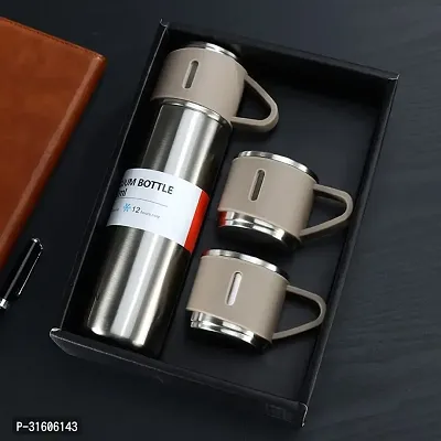 Stainless Steel Thermal Bottle Water Flask Gift Set with Two Cups Hot-thumb2