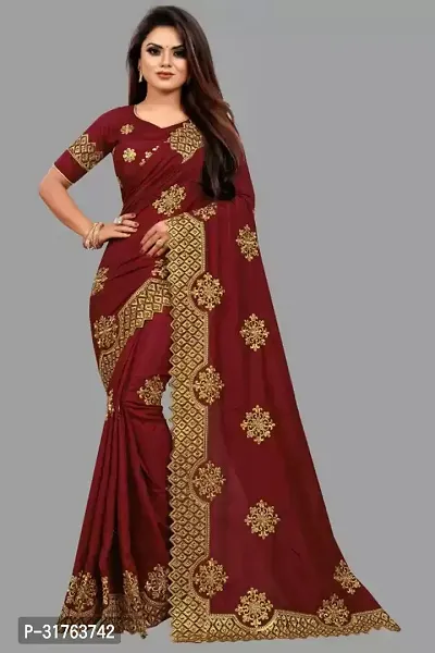 Stylish Silk Blend Saree with Blouse Piece for Women