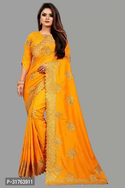 Stylish Silk Blend Saree with Blouse Piece for Women