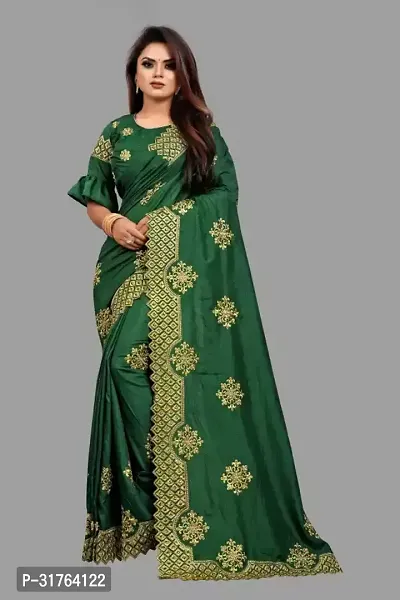 Stylish Silk Blend Saree with Blouse Piece for Women-thumb0