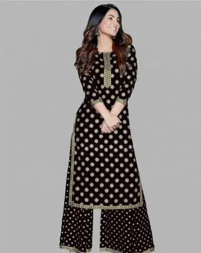 Stylish Fancy Rayon Kurta With Bottom Wear Set For Women