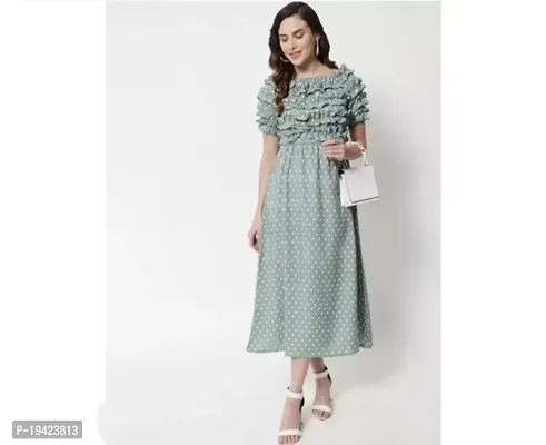 Stylish Crepe Printed Dress For Women-thumb0