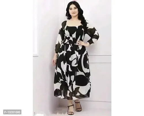 Stylish Georgette Printed Dress For Women-thumb0