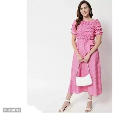 Stylish Crepe Printed Dress For Women-thumb0
