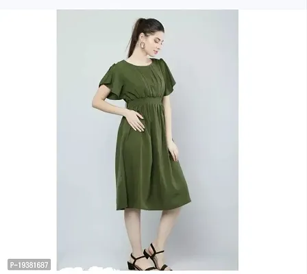 Stylish Crepe Solid Dress For Women-thumb0