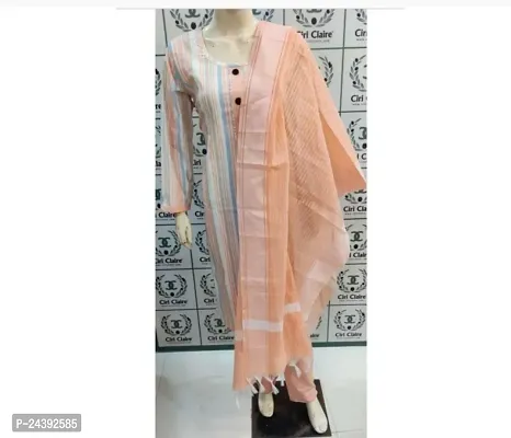 Stylish Cotton Kurta, Bottom and Dupatta Set For Women