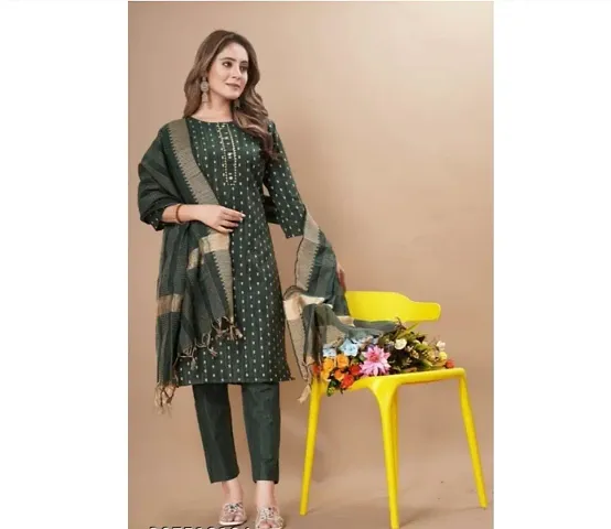 Stylish Kurta, Bottom and Dupatta Set For Women