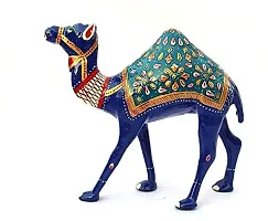 Kushicreations BLUE METAL CAMEL Decorative Showpiece  -  19 cm (Plastic, Blue)-thumb1