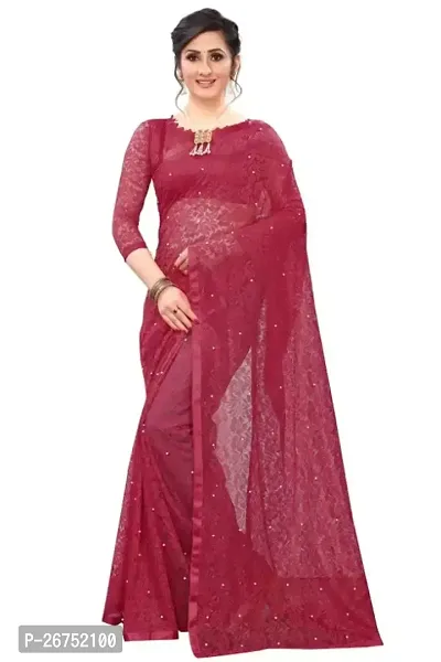 Classic Net Saree with Blouse piece for Women-thumb0