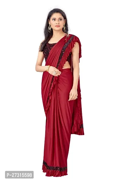 Womens Lycra Saree With Blouse-thumb0
