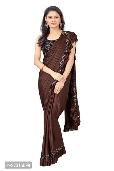 Womens Lycra Saree With Blouse-thumb0