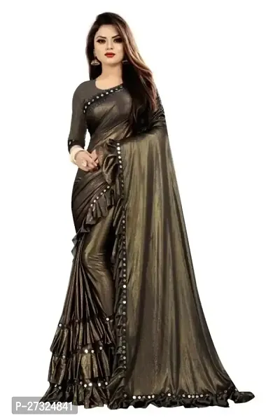 Beautiful Lycra Saree With Blouse Piece-thumb0