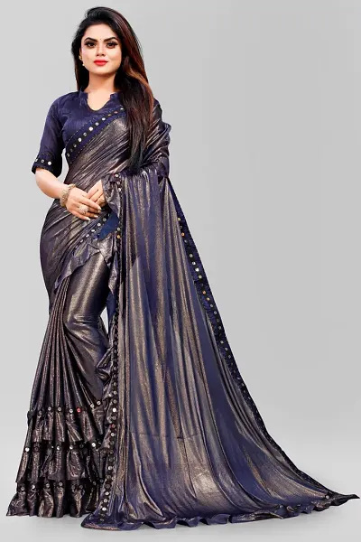 New Trendy Satin Solid Saree with Blouse piece