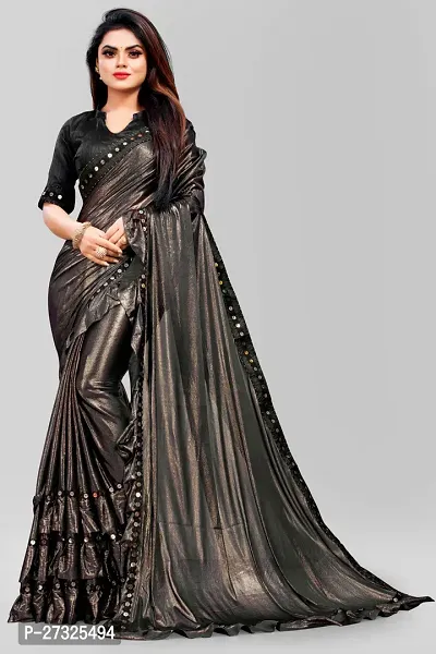 Women's Lycra Saree With Blouse-thumb0