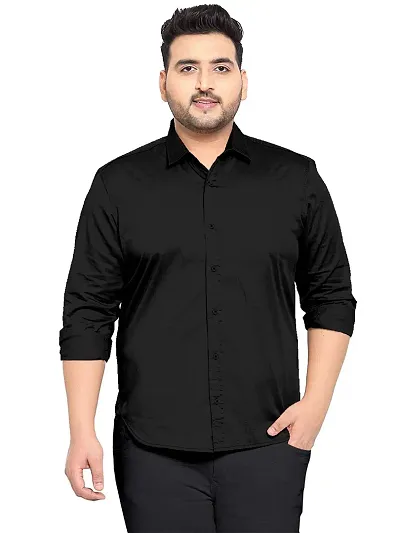 Reliable Black Cotton Plus Size Casual Shirts For Men