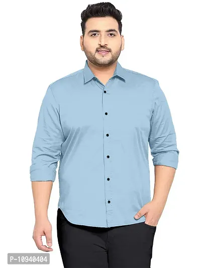 Reliable Blue Cotton Plus Size Casual Shirts For Men-thumb0
