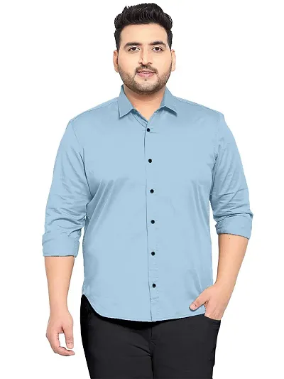 Reliable Blue Cotton Plus Size Casual Shirts For Men