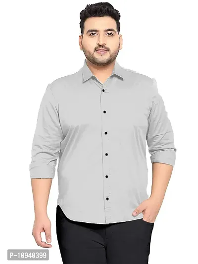 Reliable Grey Cotton Plus Size Casual Shirts For Men-thumb0