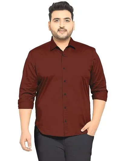Reliable Maroon Cotton Plus Size Casual Shirts For Men