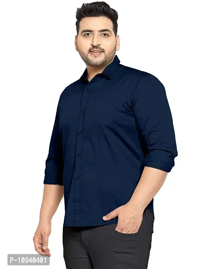Reliable Navy Blue Cotton Plus Size Casual Shirts For Men-thumb0