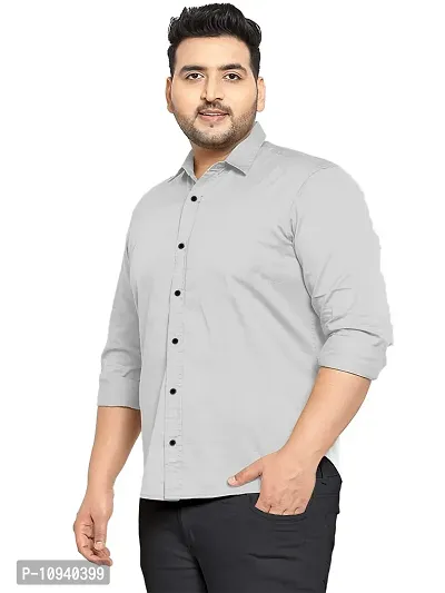 Reliable Grey Cotton Plus Size Casual Shirts For Men-thumb2