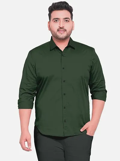 Reliable Green Cotton Plus Size Casual Shirts For Men