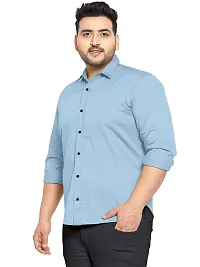 Reliable Blue Cotton Plus Size Casual Shirts For Men-thumb1