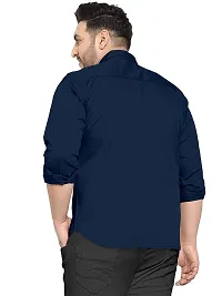 Reliable Navy Blue Cotton Plus Size Casual Shirts For Men-thumb1