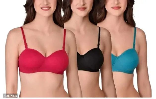 Stylish Cotton Blend Bra For Women Pack Of 3-thumb0