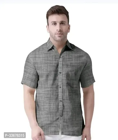 Reliable Grey Cotton Textured Casual Shirt For Men-thumb0