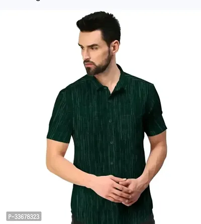 Reliable Green Cotton Textured Casual Shirt For Men-thumb0