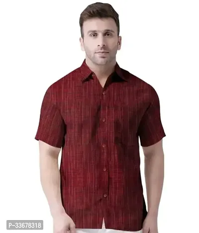 Reliable Maroon Cotton Textured Casual Shirt For Men-thumb0