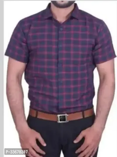 Reliable Purple Cotton Checked Casual Shirt For Men-thumb0